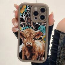 Cute Cow Pattern Phone Case, TPU Decorative Phone Protector Cover, Phone Accessories Compatible With IPhone - 棕色 - 查看 5