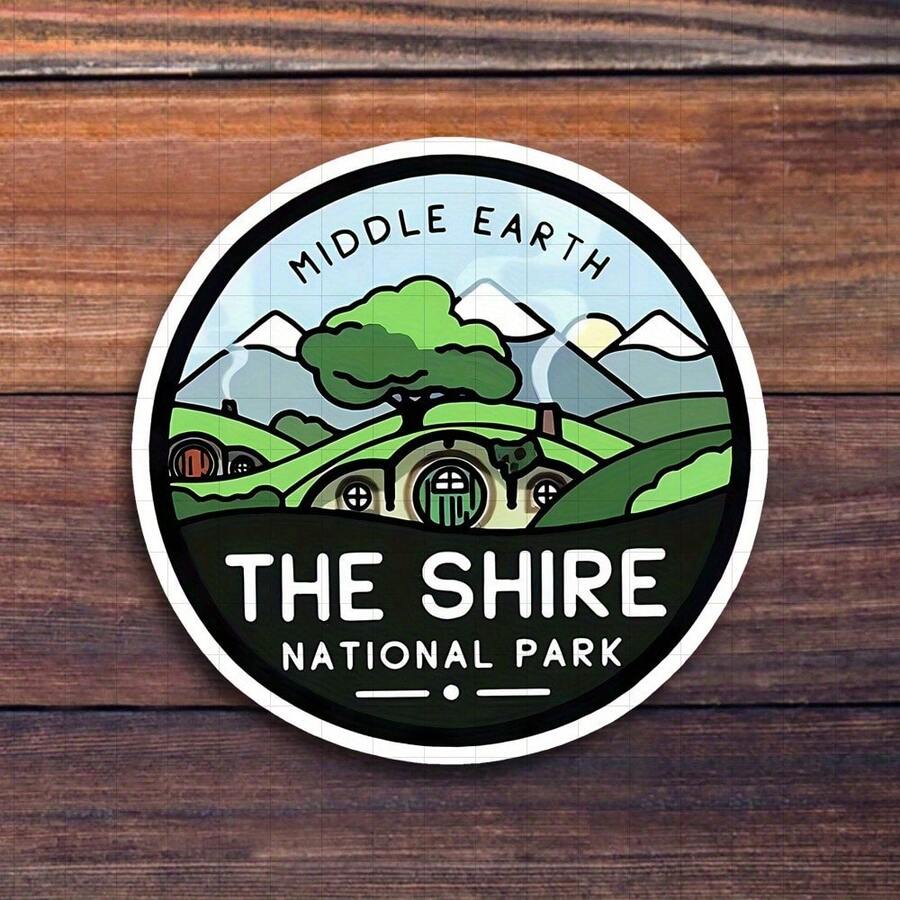 3-Inch "The Shire National Park Sticker, Perfect For Nature Lovers! Use It On Travel Gear, Notebooks, And Home Decor. Great For Hikers, Students, And Fans Of Fantasy Literature. Categories: Nature Stickers, Artistic Style Art, Adventure Stickers, Decorative Designs." - 3inch/7.62cm - View 1