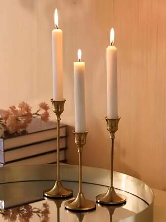 3/6/12/30 Golden Metal Candle Holders, Candlestick Holder, Suitable For Fireplace Party Christmas, Halloween, Dinner, Wedding, Anniversary, Birthday Desktop Center Decoration Candle Holder (Candle Not Included