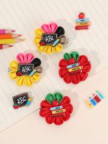 4 Stück Rückkehr zur Schule Haarklammern für Frauen, blumenförmige Alligatorklammern, Apfel-Buchstaben-Haarklammern, Barrettes für den ersten Schultag, Geschenk für das neue Semester, Haarnadeln, Frauenhaar-Accessoires, flache Krallenclips, Haarspangen, Haarklammern