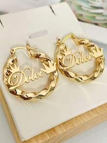 1 Set di gioielli personalizzati con nome, orecchini a cerchio con nome, collana personalizzata, ciondolo con targhetta in oro, gioielli fatti a mano, in acciaio inossidabile 18k, collana a doppio strato personalizzata, inclusa confezione regalo elegante, nero, argento, oro, elegante, colorato, vintage, semplice, unisex, casual, carino, personalizzato, unico, regalo ideale per lui, regalo ideale per lei, lei, ragazzo, ragazza, papà, mamma, famiglia, amici, per anniversari, per compleanni, per laurea, per il ballo, per feste, gioielli di moda personalizzati - Corona d'oro - Visualizzare 11