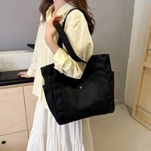 Bolso de lona con capacidad extra grande, minimalista y elegante, adecuado para ir y venir del trabajo, la escuela y viajes, útiles escolares, regreso a clases
