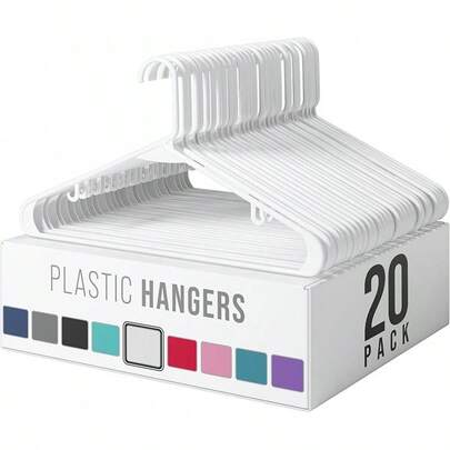 Clothes Hangers Plastic 20 Pack - Black Plastic Hangers - Makes Coat Hanger And General Space Saving Clothes Hangers Closet - Percheros Ganchos Para Colgar Ropa Hangars
