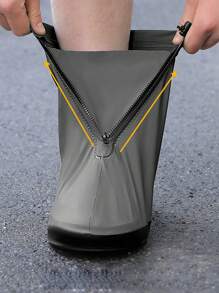 1 par de nuevas cubiertas de zapatos impermeables y duraderas con zipper, de moda y antideslizantes, adecuadas para ciclismo al aire libre, senderismo, convenientes para llevar de viaje