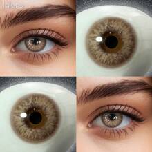 Lentes de contacto de color marrón Lalens de 2 piezas, maquillaje de ojos, lentes de contacto de color natural agrandador suave, lentes de contacto de color cosméticos suaves con duración de medio año