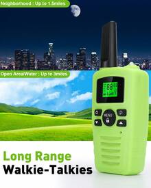 Walkie Talkies Long Range For Adult Kids, 2 Way Radios With FRS 22 Channels, LED Flashlight, LCD Display, 10 Calling Tones, VOX For Family Business Hiking Camping 2 Pack - 綠色 - 查看 3