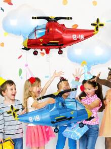 4 Stücke/Set Hubschrauber Luftballons, enthält rote & blaue Polizei Hubschrauber Luftballons, verlaufende weiße Wolken Folie Ballons, geeignet für Geburtstags-Partys, Abenteuer-Themen Partys, Fluggeburtstags-Partydekoration, 2. Geburtstags-Dekoration für Jungen und Mädchen, rote Mylar Flugzeug Wetter Ballons, Baby-Partys