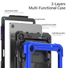 三合一平板电脑保护套，适用于 Tab M8 第四代/M9/M10 HD 10.1 英寸（第三代）（2022 年）TB-328FU/TB-328XU/M10 HD Plus（第二代）10.3 英寸（2020 年）（X606F）/M10 PLUS 10.6 英寸/M11 HD 11 英寸/Tab One 8.7 英寸/K9 TB305FU（2025 年）/MatePad SE 11/Redmi Pad SE 8.7，带肩带/支架 - 藍色 - 查看 2