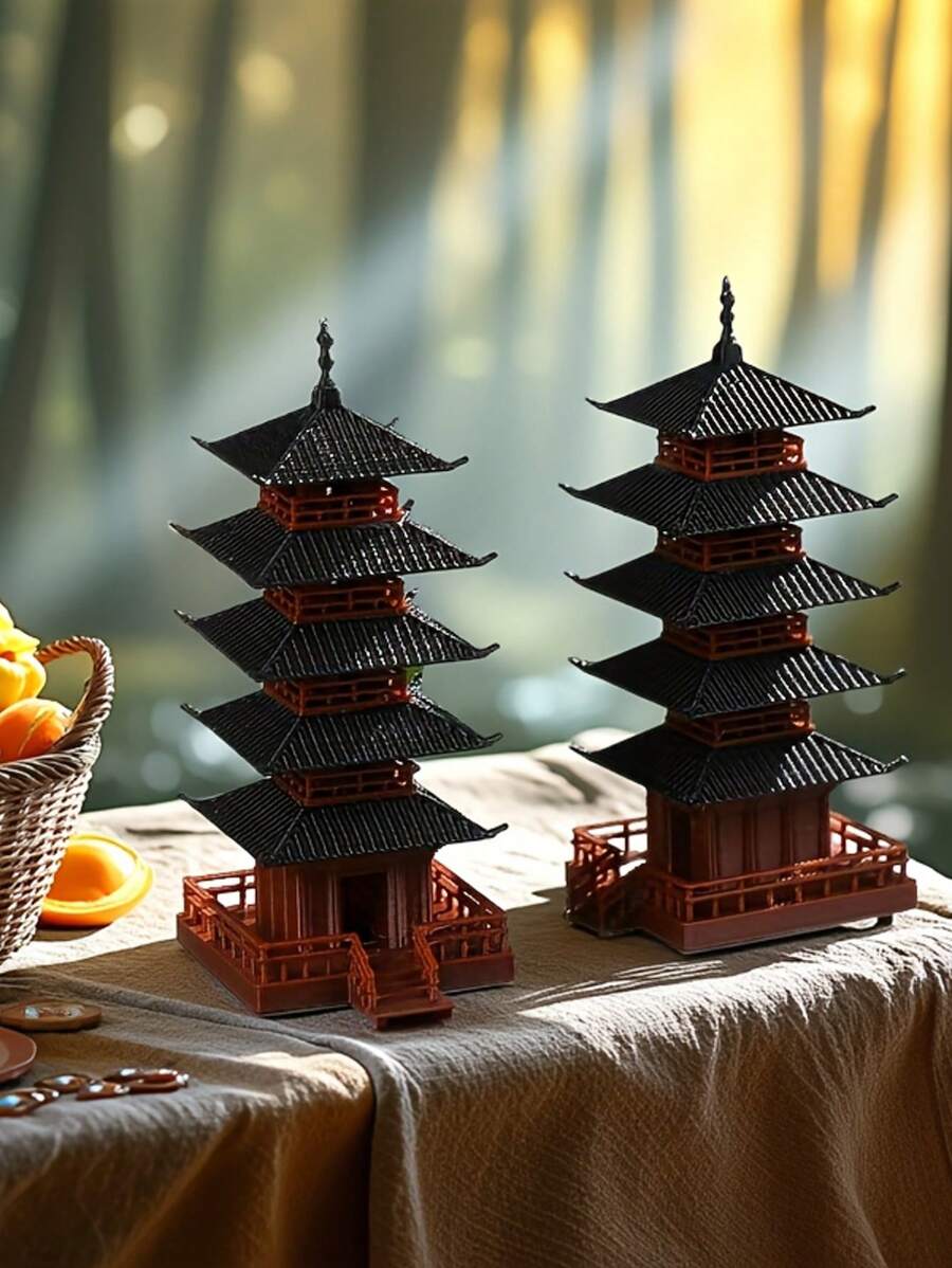 Modello classico di pagoda a 5 piani, architettura tradizionale cinese, collezione in plastica, in piedi da solo, senza elettricità richiesta, decorazione per casa e ufficio, regalo per il Ringraziamento, accessorio per paesaggio di acquario