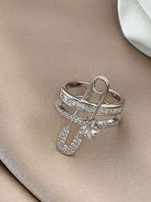 1pc Stylish Synthetic Cubic Zirconia Star Design Brooch Ring