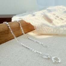 1pc S925 Sterling Silver Chain Necklace - Elegant Minimalist Design, No Plating, Solid 925 Silver, Collarbune Length, Suitable For Daily And Gifting Occasions, High-End Classic Chain Necklace - No Pendant O-Shape Chain Sweater Length Jewelry