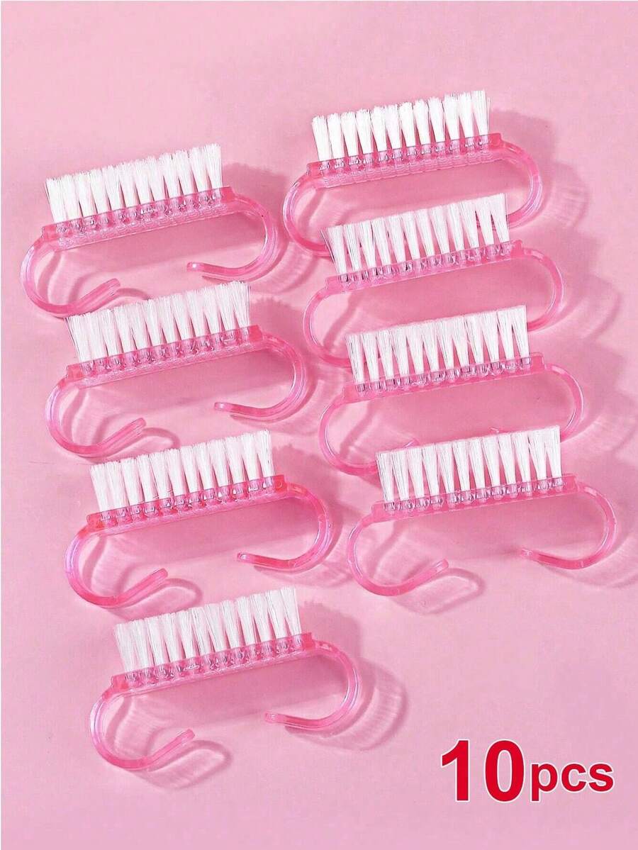 10pcs Nail Cleaning Brush Nail Brush For Cleaning Fingernails - Pink - View 1