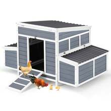 YODOLLA Chicken Cage, 56" Large Wooden Chicken Hutch With 6 Nesting Boxes, Outdoor Hen House Chicken Cage - 灰色 - 查看 7