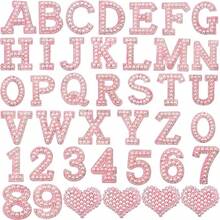 40 قطعة من اللؤلؤ الوردي والأبيض الزائف واللامع والراين ستيكرز - 26 قطعة من ستيكرز الحروف الإنجليزية من A إلى Z، 4 قطع من ستيكرز القلب، 10 قطع من ستيكرز الأرقام - إكسسوارات DIY أنيقة لتخصيص القبعات والحقائب والملابس، ستيكرز الراين، أعمال DIY، أسلوب كاجوال، مع ظهر لاصق - متعدد الألوان - مشاهدة 5