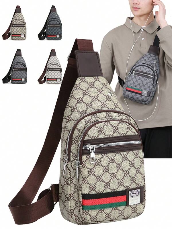 Men Fashionable Oblique Shoulder Bag, Multi-Function Chest Bag, Unisex Mini Backpack, Phone Bag, Crossbody Bag, Waist Bag, Suitable For Students, Commuting, Gifts, Autumn, Christmas, Valentine's Day, Back To School Season, Thanksgiving, Vintage Sports Style, Casual Men's Bag, Wallet, Sling Bag, Business Messenger Bag