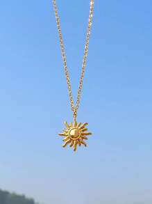 1 pieza Collar colgante de acero inoxidable con girasol, de alta resistencia al color y baja alergenicidad, adecuado para uso diario de mujeres