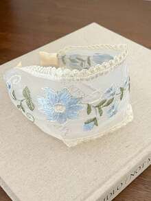 1/3 piezas Diadema de malla con bordado floral, estilo minimalista y dulce para adolescentes - transparente - Ver 10