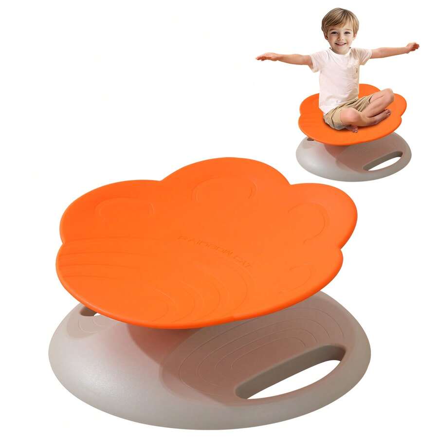 Piorlado Drehstuhl für Kinder, 360°-Drehsitz, Sitz- und Drehstuhl für Kleinkinder, sensorisches Gleichgewichtsspielzeug für Kinder, sensorische Ausrüstung für Autismus und ADHS, perfekt für Therapiezentren zu Hause - Orange - Übersicht 1
