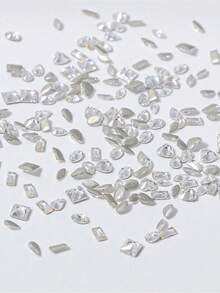 100Pcs/Bag Miniature Flat Bottom Nail Art Decorations, Assorted Shapes Such As Heart And Square In White With Effects Nail Charms Nail Gems Nail Supplies Nails - Trong sáng - Xem 6