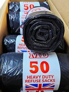 500 Heavy Duty Bin Bags,Campaign, Large Strong MD50 Refuse Sacks (10pcs X 50 Rolls) Size-70x83cm, Leakage, Black Bin Bags, Business And Home, Thick, Strong, Household Pack Plastic - 1 - View 3