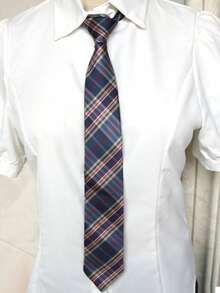 1 件男女通用休闲菱形格子涤纶领带