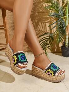 Dép đế xuồng phong cách Bohemian dành cho nữ, dép đi biển thời trang ngày lễ. Phù hợp với trang phục hàng ngày của phụ nữ, tiệc tùng, đám cưới và nhiều lễ hội khác nhau - màu đen - Xem 7