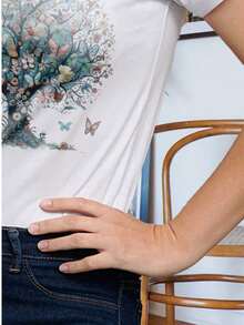 Printed T-Shirt Blouse 100% Cotton Comfort Casual Short Sleeve