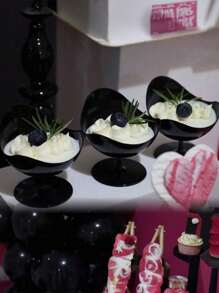 5/10/20 piezas Vaso de plástico para helado, copa de yogur, mouse, pudín negro, taza de postre negra, creativa, vaso de plástico para helado