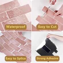 Marble Blue Peel And Stick Backsplash Glossy Wall Tile Stickers Vinyl Self Adhesive Stick On Subway Tile Back Splash For Kitchen Bathroom