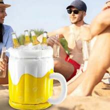 1 Inflatable Beer Glass Ice Bucket - Beverage Cooler - Durable ABS Plastic Beverage Cooler - Floating Portable Beverage Rack - For Party, Beach, And Outdoor Event Supplies