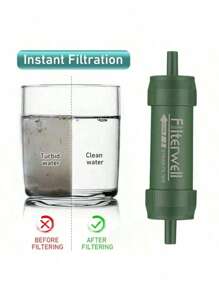 Ein Set persönlicher Outdoor-Wasserfilter, 4000 L Aktivkohle-Wasserfilterstrohhalm für Outdoor-Überlebensausrüstung, Outdoor-Wasserfilter entfernt 99,99% der Bakterien, Notfall-Wasserklärer