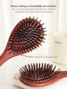 1支天然檀香木气垫按摩发梳，柔软气垫设计，可按摩头皮，长发女士居家使用，返校季、旅行度假必备，女士美发配件，梳子，边缘梳，梳子，解结梳，球形梳，迷你发梳套装，木梳，发梳套装，梳子，发梳，理发师，美发设备，发型，美发，发梳，发梳套装，梳子，卷发梳，解结梳，女士发梳，理发师配件，理发店，美发设备 - 鏽棕色 - 查看 2
