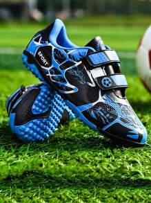 Scarpe da calcio/calcetto per teenager, studenti, allenamento sportivo, con motivo mimetico asimmetrico, punte morbide, chiusura a strappo, antiscivolo, consegna casuale