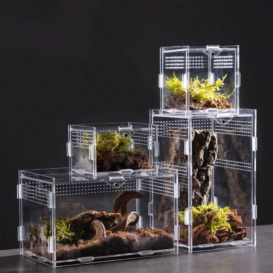 High Transparency Leak-Proof Acrylic Terrarium For Snakes And Lizards - Easy Clean, Breathable Design For Pet Care And Observation, Rectangle Shape