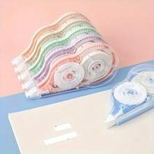 6pcs/Set White Correction Tape Dispenser, Easy-To-Use Applicator For Instant Correction, Suitable For School Supplies And Office Products, School Supplies,Back To School