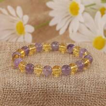 Vibe Green Jade Bracelet - Healing Wealth Bracelet - Jade Beaded Bracelet Women Men - Bring Good Luck Prosperity And Emotional Balance - Adjustable Size - 黃水晶,紫水晶 - 查看 7