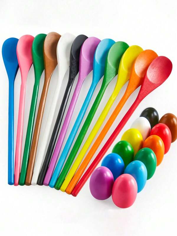 6 Sets Vorschulkinder Balance Löffel Sensorische Integration Trainingsspielzeug, Holz Löffel Halter Ei Trainingsball Innen Pädagogische Werkzeuge, Geschenke für den Schulanfang