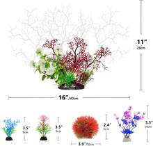 Fishdance Aquarium Plants, Artificial Fish Tank Decorations Decor Plastic Plants Set 16 Pcs - White - View 2