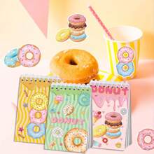 8Pcs Girls Heart Donuts Puzzle Stickers Highly Attractive Children's DIY Hand Account Desktop Mobile Phone Stickers, Summer, Donuts, Vertical Flip Portable Coil Notepad, Student Paper Notepad Can Be Teared Alive, Back To School Season, School Gifts, High Quality - Birthday Gifts - Christmas Gifts - Easter Gifts - Valentine's Day Gifts - Perfect Gifts