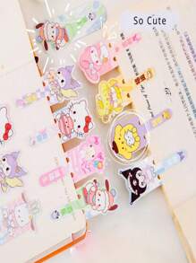 Sanrio 15 piezas Sanrio Melody, Marcador KT, Marcador de inserción hueco pequeño, Soporte de libro de texto, novela y material escolar, de vuelta a la escuela