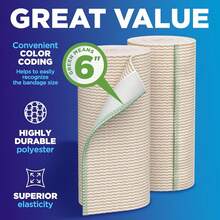 Premium Elastic Bandage Wrap - 6" (2pk) - Strong Compression - Self-Closing Reusable Bandages, Knee, Abdomen, Lymphedema - Body Wrap - Mix 4pk (4in & 6in) - View 11