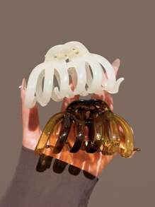3 Peças/1 Peça 9,5cm Presilhas de Cabelo de Plástico Geométricas Pretas, Brancas e Cáqui, Multifuncionais, Elegantes, Minimalistas, Presilhas de Cabelo de Cor Sólida Adequadas para Uso Diário, Casual, Festa, Deslocamento, Férias, Penteado, Lavagem do Rosto, Maquiagem, Combinação de Roupa de Verão, Acessórios de Beleza Clipe de Cabelo Casual