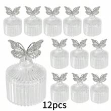 12 pezzi di scatole a forma di farfalla, scatole per caramelle, scatole di immagazzinaggio trasparenti, riutilizzabili, adatte per matrimoni, feste, raduni, decorazioni da tavolo, ecc.