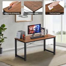 FBXGT Escritorio Minimalista, Escritorio para Computadora, Escritorios Modernos, Escritorio de Madera, Escritorio Oficina Fácil de Montar, Adecuado para Estudiar, Trabajar, Jugar Juegos (100*60*75 CM) - 100*60*75 cm - Ver 5