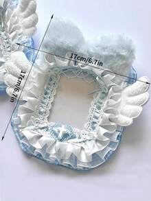 Portafoto in peluche fatto a mano con orecchie da coniglio bianco e rosa con pizzo, accessori kpop, forniture scolastiche, articoli per il ritorno a scuola