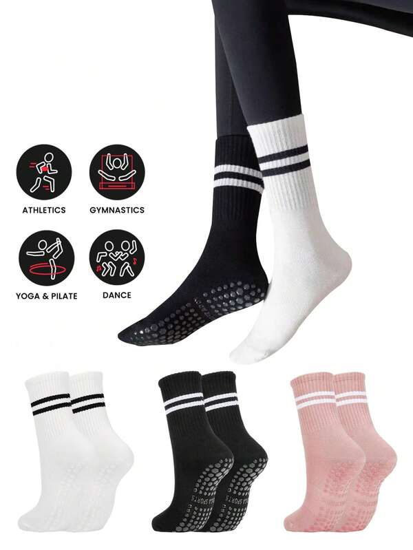 6 Paar bunte Yoga-Socken für Damen mit Griffen, rutschfest, atmungsaktiv, knöchelhoch, geeignet für Yoga, Tanz und andere Aktivitäten
