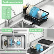 Roll Up Dish Drying Rack Over The Sink Dish Drainer Rack Foldable Sink Drying Rack AntiSlip Silicone Wrapped Dish Drainer For Kitchen Counter - Black - View 4