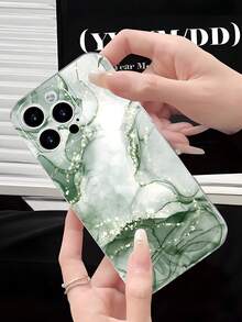 1 Pc Green Marble Printed 2D Pattern Stylish High-End Refreshing Summer Green Marble Style Suitable As Gift For Colleagues, Friends, Family, Couples, Birthday, Festivals. Transparent Soft Case With Full Protection, Dust/Water Resistant Compatible With IPhone 16/15/14/13/12/11/Pro/ProMax/X/XR/XS/XSMax/7/8/PLUS And Models,International Version, Not The Domestic Version - Clear - View 2
