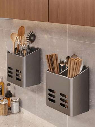 Geïntegreerd opbergrek voor aan de muur in de keuken, opbergdoos voor serviesgoed, gespleten plastic opbergdoos voor afvoer, opbergtrommel voor de badkamer, geschikt voor serviesgoed, messen, vorken, eetstokjes, kammen, lepels, cosmetica, afstandsbediening, make-upkwasten, scheermessen, geschikt voor keuken, badkamer, kaptafel, woonkamer, slaapkamer