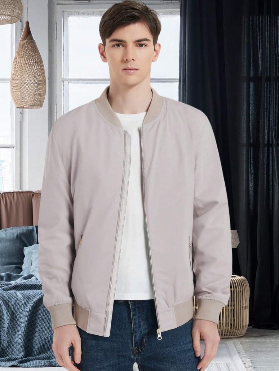 MADHERO Men's Lightweight Slim Fit Softshell Windbreaker Jacket, Autumn - Light Grey - View 1